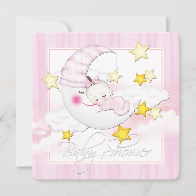 Pink Moon Baby Shower Invitation (Front)