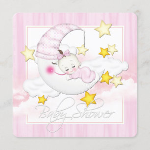 Pink Moon Baby Shower Invitation