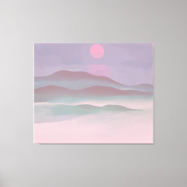 Pink Moon Over Water Canvas Print (Front)