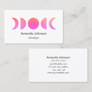 Pink Moon Phases Astrology Yoga Holistic Healer Business Card