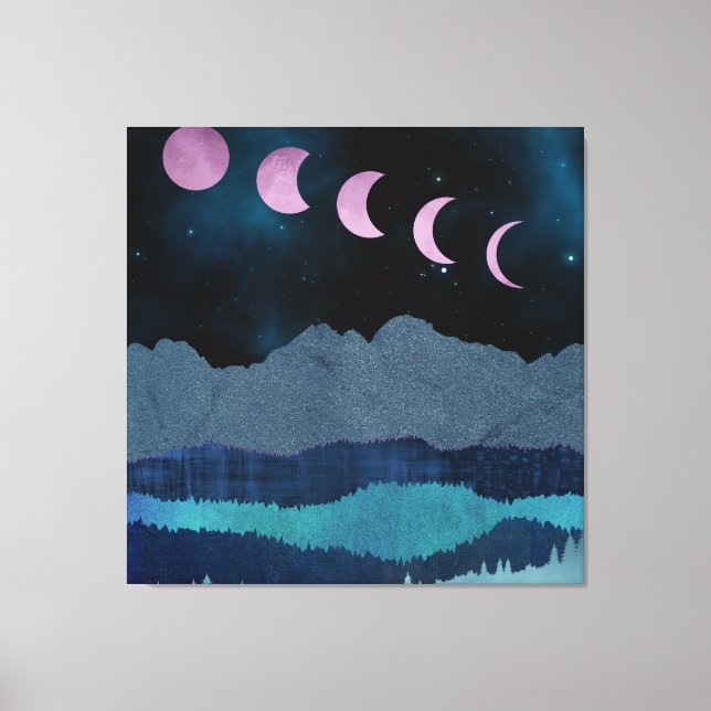 Pink Moon Phases Landscape Canvas Print (Front)