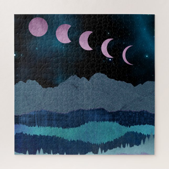Pink Moon Phases Landscape Jigsaw Puzzle (Vertical)