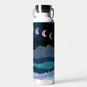 Pink Moon Phases Landscape Water Bottle