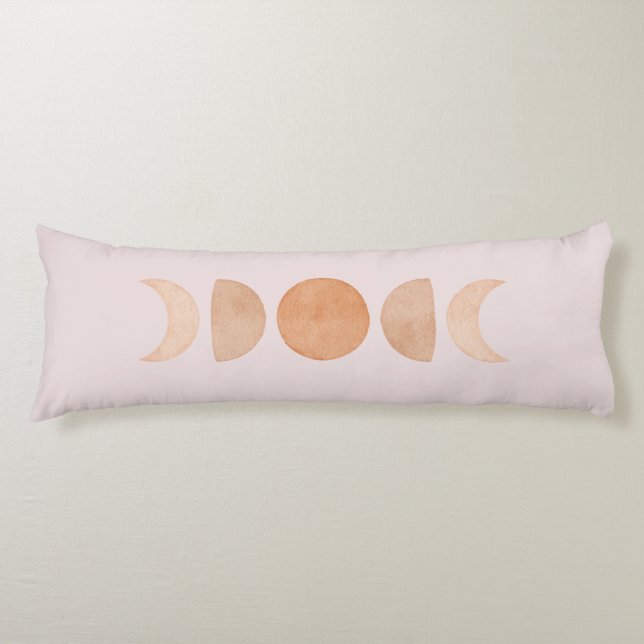 Pink Moon Phases Lumbar Body Pillow (Front)