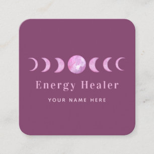 Pink Moon Phases Lunar Energy Healer Spiritual Square Business Card