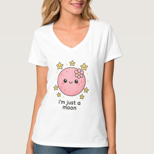 Pink Moon With a Bow  T-Shirt (Front)