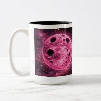 Pink Moon with Asteroid Holes Two-Tone Coffee Mug