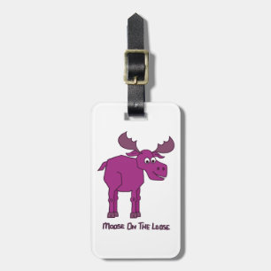 Pink Moose on the Loose Luggage Tag