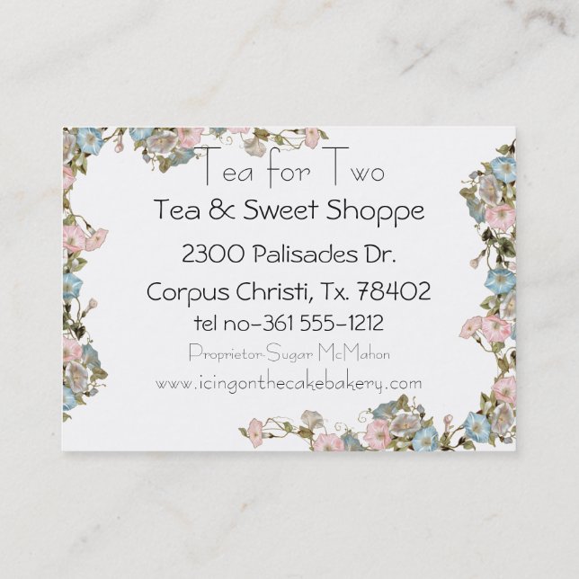 Pink Morning Glory Business Cards (Back)