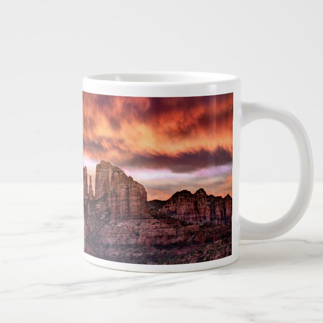 Pink Morning Glory Large Coffee Mug (Right)
