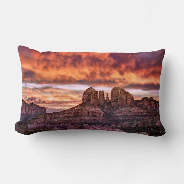 Pink Morning Glory Lumbar Cushion (Front)