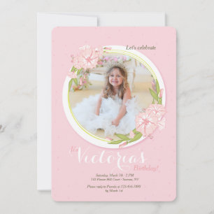 Pink Morning Glory Photo Invitation