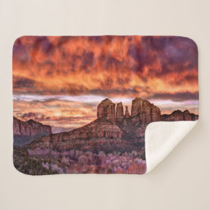 Pink Morning Glory Sherpa Blanket