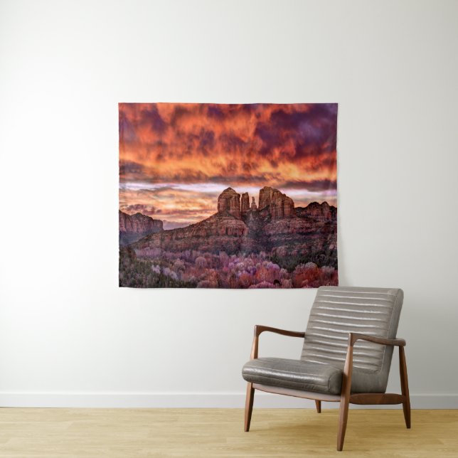 Pink Morning Glory Tapestry (In Situ (Horizontal))