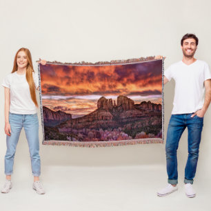 Pink Morning Glory Throw Blanket