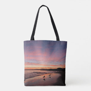 Pink Morning Sky at the Beach Tote Bag