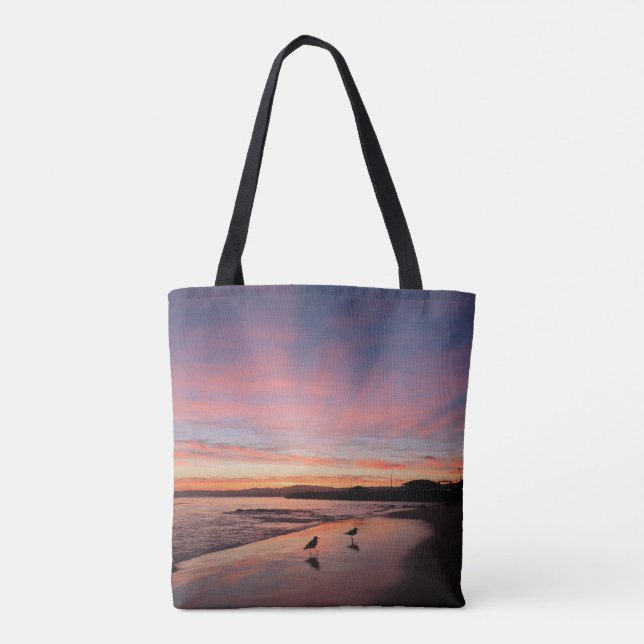 Pink Morning Sky at the Beach Tote Bag (Back)
