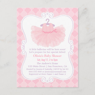 Pink Moroccan Ballerina Tutu Girl Baby Shower Invitation