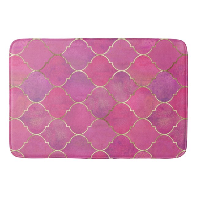 Pink Moroccan Bath Mat (Front)