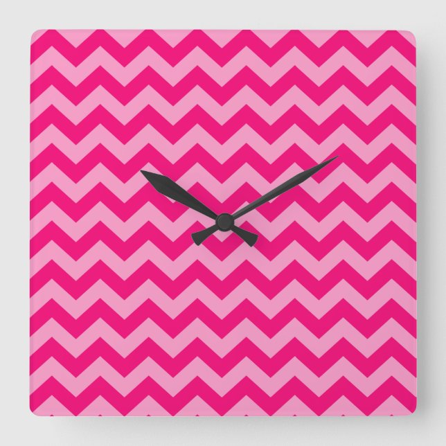 Pink Moroccan Moods Chevrons Square Wall Clock (Front)