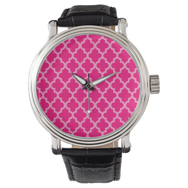 Pink Moroccan Moods Quatrefoil Watch (Front)