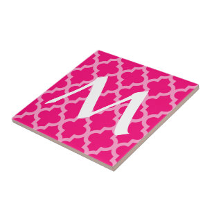 Pink Moroccan Moods Quatrefoil with Initial Tile