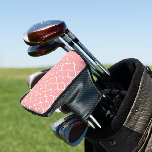 Pink Moroccan Pattern Design Golf Head Cover (In Situ)