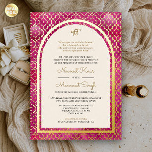 Pink Moroccan Pattern Sikh Arch Wedding Gold