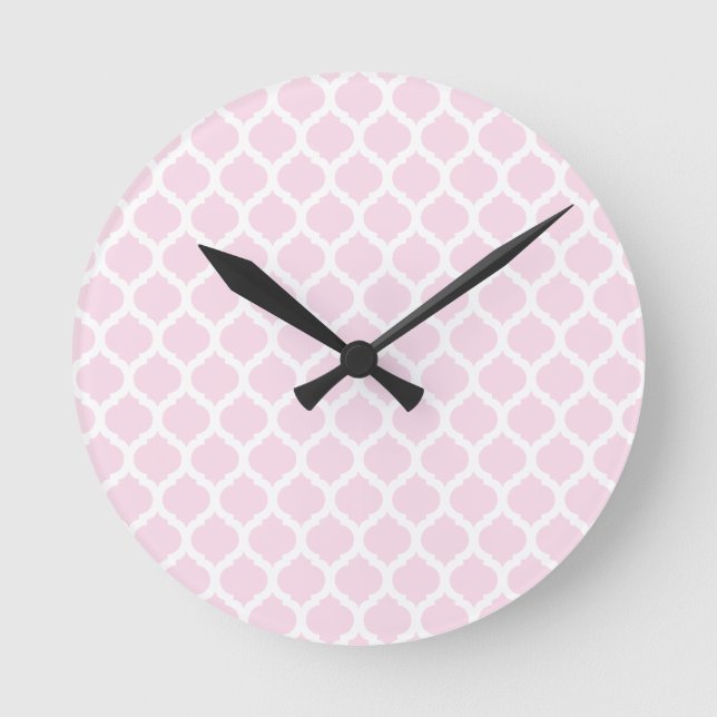 Pink Moroccan Pattern Wall Clocks (Front)