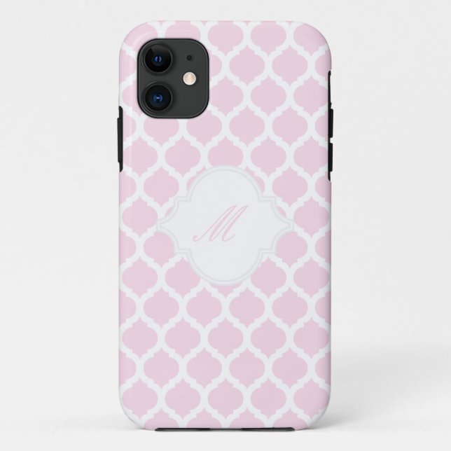 Pink Moroccan Pattern with Monogram iPhone 5 Cases (Back)