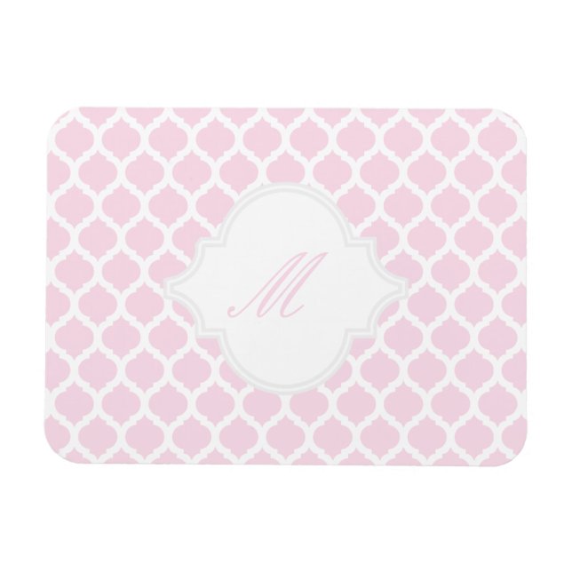 PInk Moroccan Pattern with Monogram Magnets (Horizontal)
