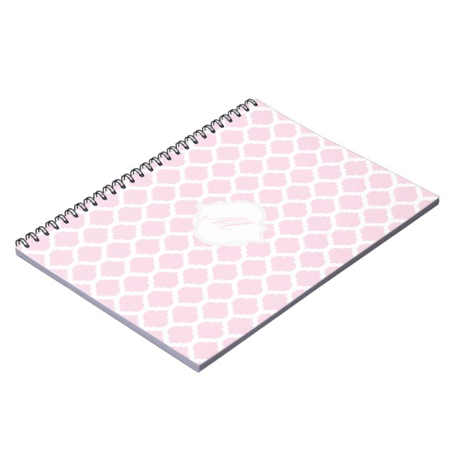 Pink Moroccan Pattern with Monogram Notebook (Left Side)