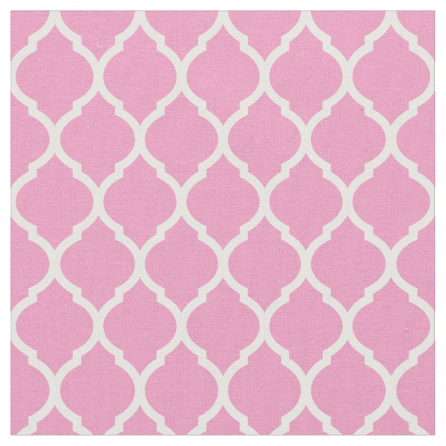 Pink Moroccan Quatrefoil Fabric (Close Up)