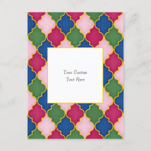 Pink Moroccan Tile Elegant Custom Postcard