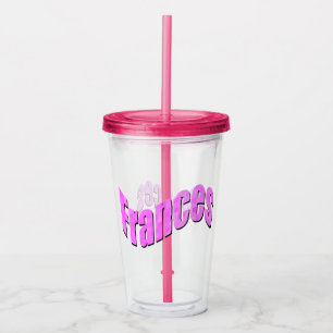 Pink Mosaic Frances Name, Acrylic Tumbler