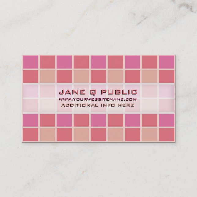 Pink Mosaic Grid Business Card (Front)