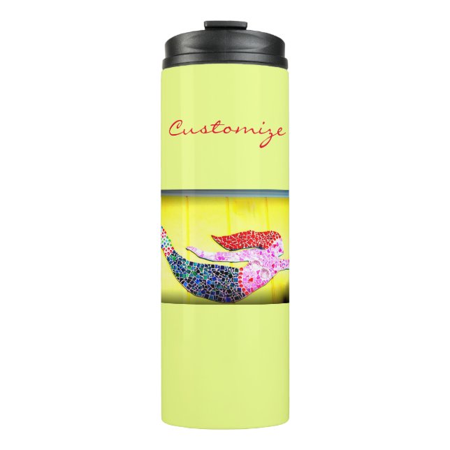 pink mosaic mermaid thermal tumbler (Front)