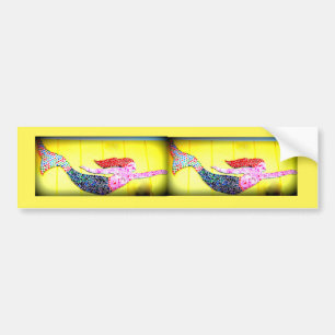 pink mosaic mermaids onboard bumper sticker