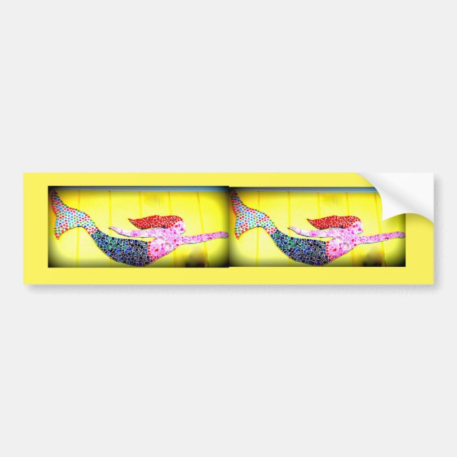 pink mosaic mermaids onboard bumper sticker (Front)