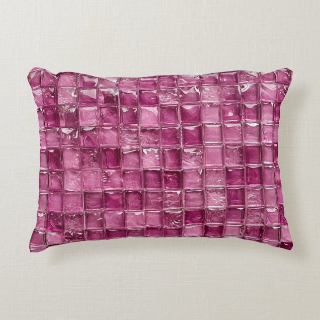 Pink mosaic pattern decorative cushion (Front)