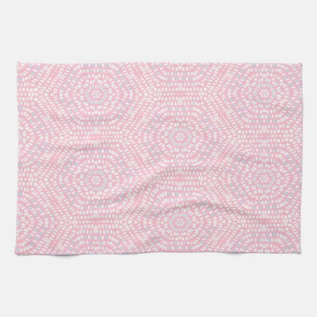 Pink Mosaic Pattern Tea Towel (Horizontal)