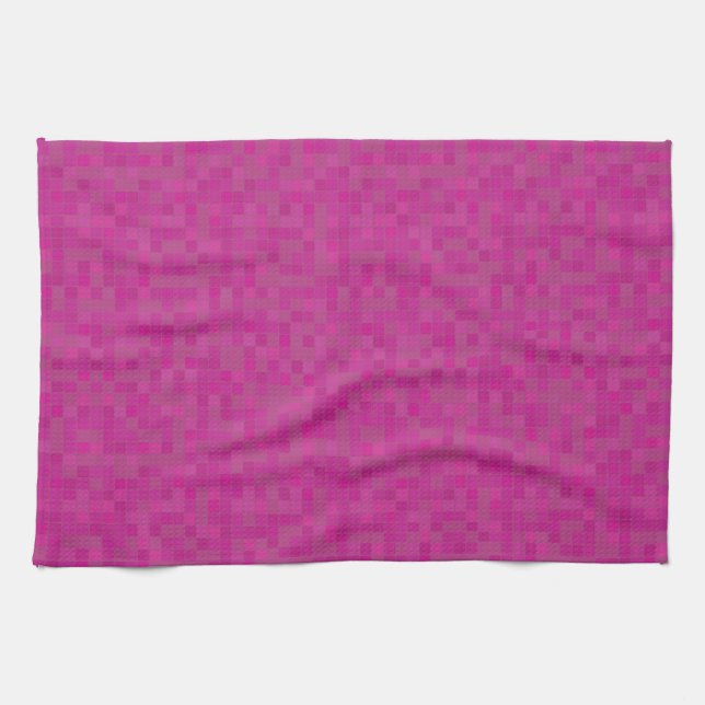 Pink mosaic pixels  tea towel (Horizontal)