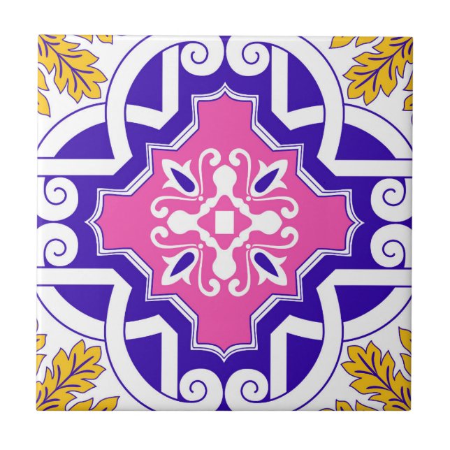 Pink Mosaic Portuguese Mediterranean  Tile (Front)