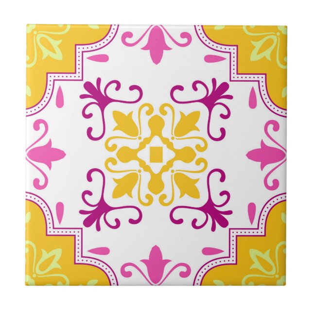 Pink Mosaic Portuguese Mediterranean  Tile (Front)