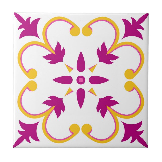 Pink Mosaic Portuguese Mediterranean  Tile (Front)