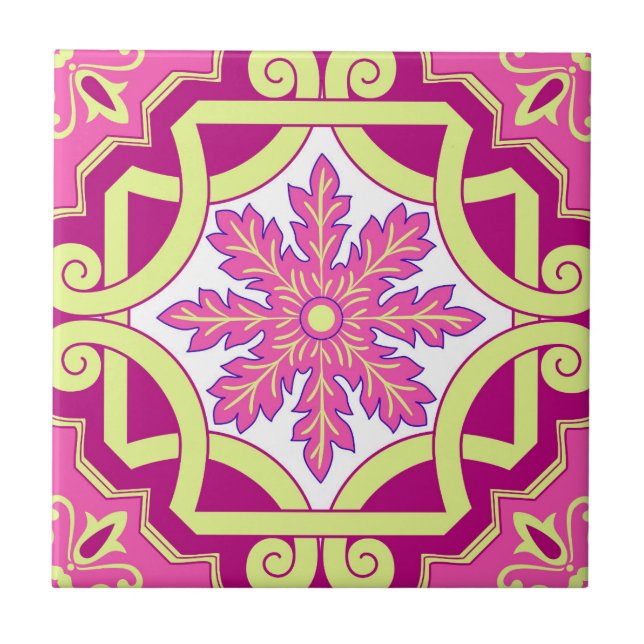Pink Mosaic Portuguese Mediterranean  Tile (Front)