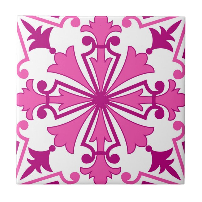 Pink Mosaic Portuguese Mediterranean  Tile (Front)