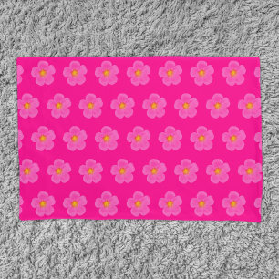Pink Moss Rose Flower Seamless Pattern on Pillowcase