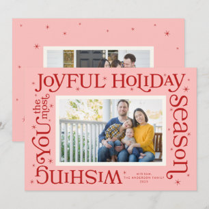Pink Most Joyful Holiday Season Holiday Card