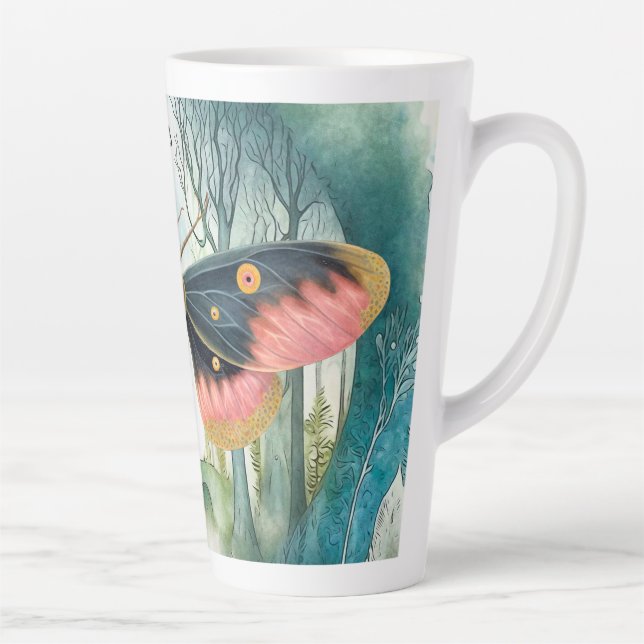 Pink Moth Forest Night Latte Mug (Right)